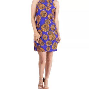 24Seven Royal Blue and Orange Floral Print Pullover Tank Dress NWOT! Size Small